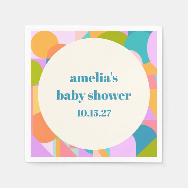 Niedliche Lavendel Blue Baby Dusche nach Maß Serviette (Vorderseite)