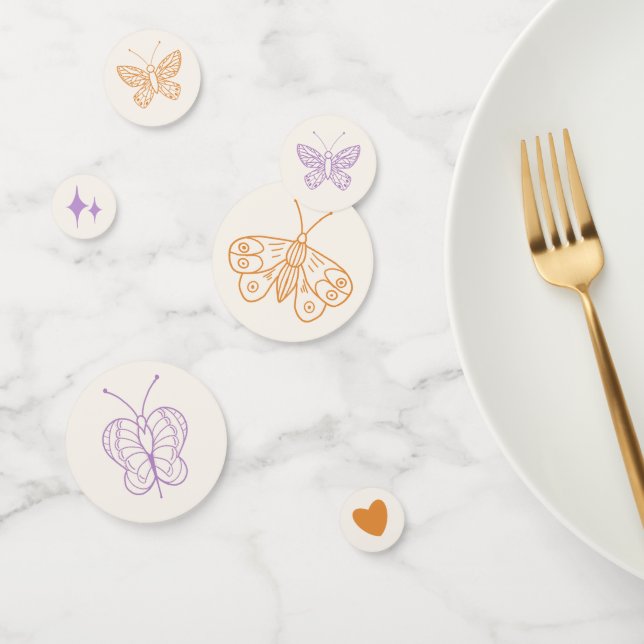 Niedliche Lavendel & Orange Butterfly Babydusche Konfetti (Gruppe)
