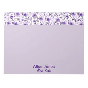 Niedliche Lavendelmuster Aquarellfarben Blume Notizblock