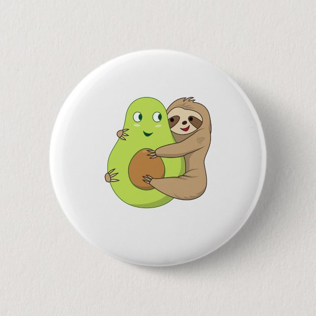 Niedliche Lazy Sloth Animal Avocado Lover Geschenk Button (Vorderseite)