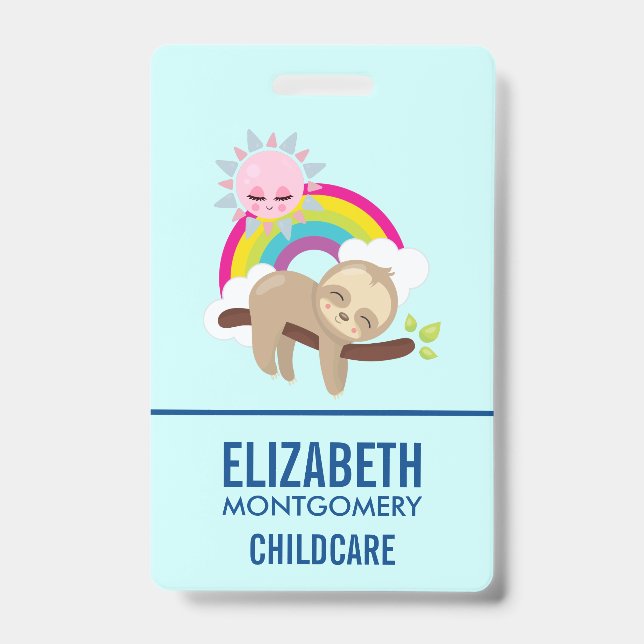 Niedliche Lazy-Sloth mit Sun & Rainbow Ausweis (Vorderseite)