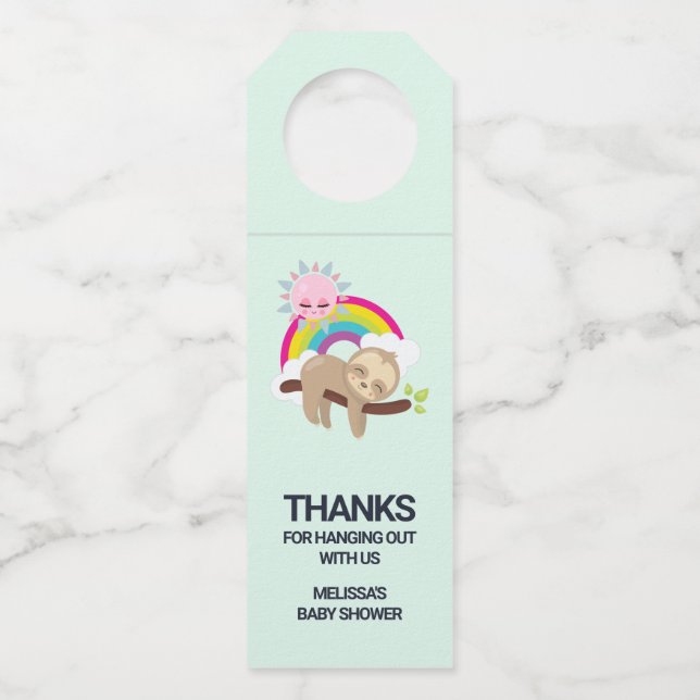 Niedliche Lazy-Sloth mit Sun & Rainbow Flaschenanhänger (Vorderseite)