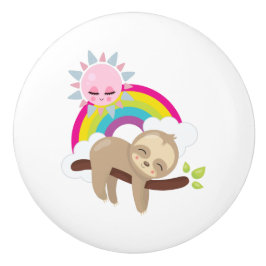 Niedliche Lazy-Sloth mit Sun & Rainbow Keramikknauf