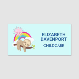Niedliche Lazy-Sloth mit Sun & Rainbow Namensschild