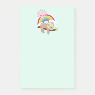 Niedliche Lazy-Sloth mit Sun & Rainbow Post-it Klebezettel