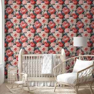 Niedliche, lebendige rosa Peonies Chic Floral Wall Tapete