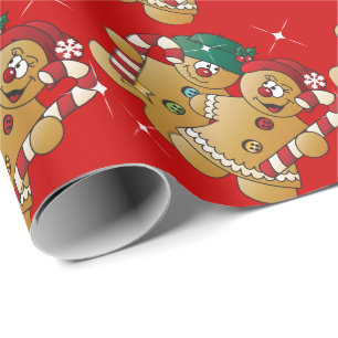 Niedliche Lebkuchen-Weihnachtspaare Geschenkpapier