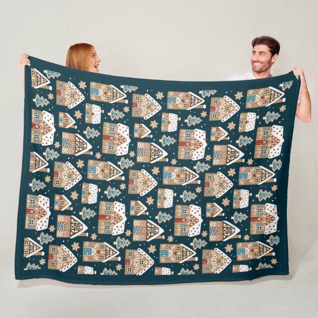 Niedliche Lebkuchenhäuser & Kekse Weihnachten Fleecedecke (Beispiel)