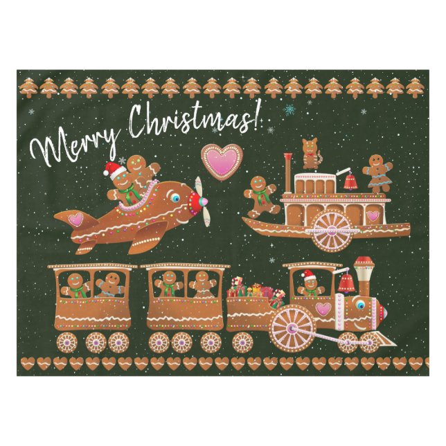 Niedliche Lebkuchenkochen feiern Weihnachten Tischdecke (Vorderseite (Horizontal))