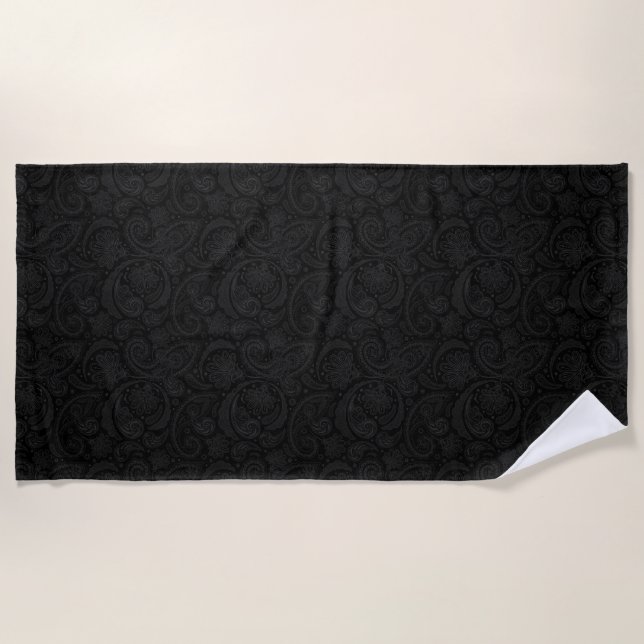 Niedliche Leggings aus schwarzem Paisley Strandtuch (Vorderseite)