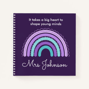 Niedliche Lehrer Boho Rainbow auf Lila Notebook Notizbuch