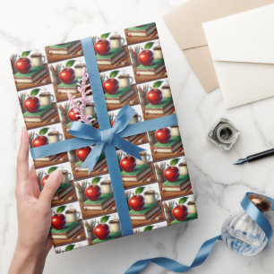 Niedliche Lehrer bucht Kaffeemaschine Geschenkpapier