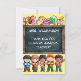 Niedliche Lehrerin für Wasserfarbenschulen Dankeskarte