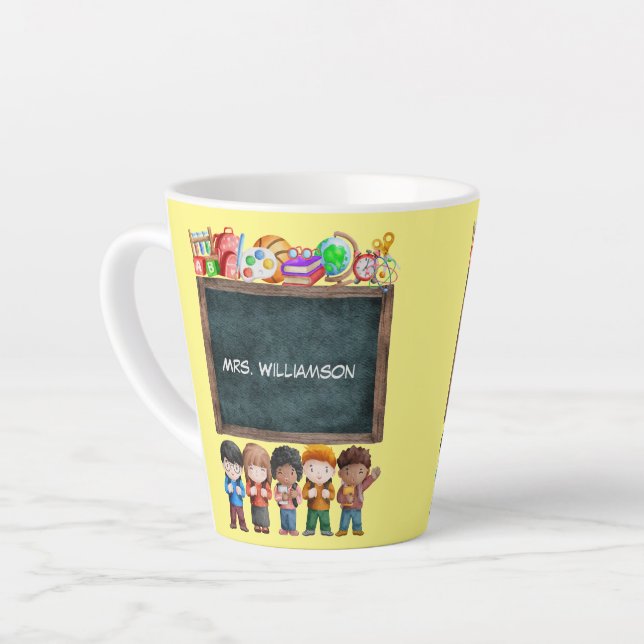 Niedliche Lehrerin für Wasserfarbenschulen Milchtasse (Linke Ecke)