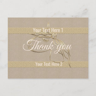 Niedliche Leinen Look Gold Streifen Unicorn Vielen Postkarte