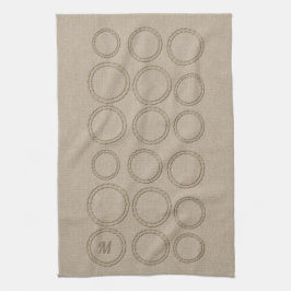 Niedliche Leinen sehen Mit Monogramm Kreise Muster Geschirrtuch