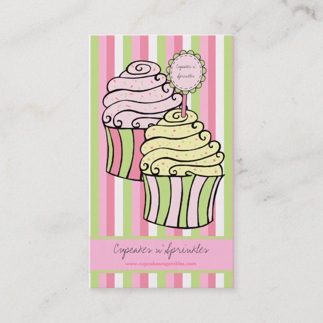 Niedliche Lemon Limon & Pink Cupcakes Business Car Visitenkarte (Vorderseite)
