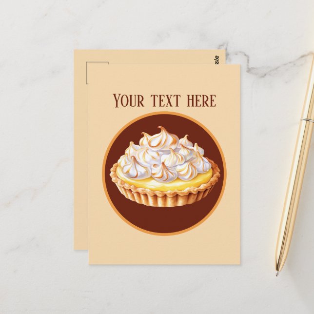Niedliche Lemon Meringue Pie-Nachricht Postkarte (Vorderseite/Rückseite Beispiel)