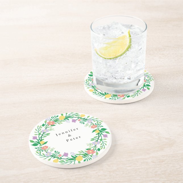 NIEDLICHE LEMON- UND BLUME-FLORALDEKOUTION GETRÄNKEUNTERSETZER (Seite)