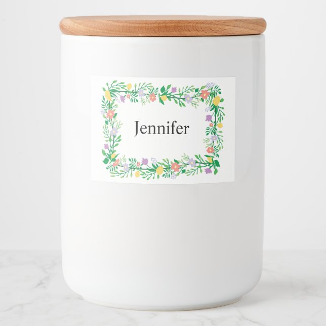 NIEDLICHE LEMON- UND BLUME-FLORALDEKOUTION LEBENSMITTELETIKETT (Vorderseite)