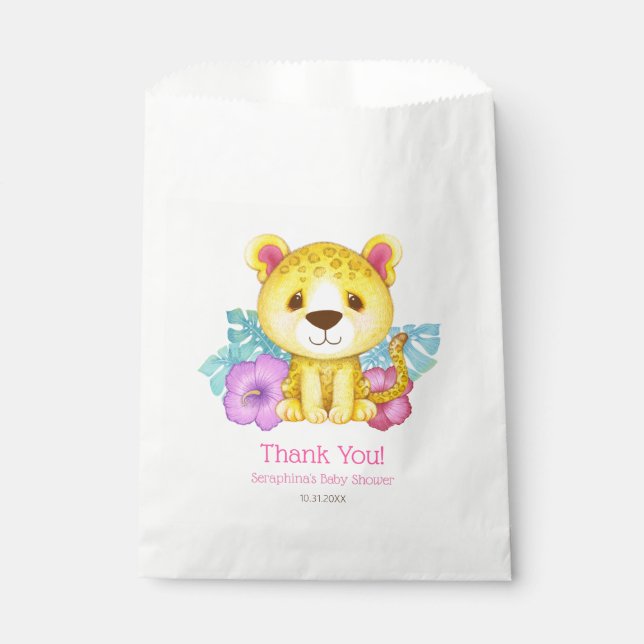 Niedliche Leopard Baby Dusche Vielen Dank Geschenktütchen (Vorderseite)