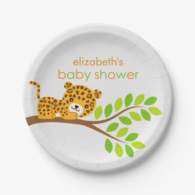 Niedliche Leopard Baby Duschpapierplatte Pappteller (Vorderseite)