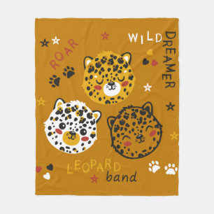 Niedliche Leopard Katze Gesicht Zeichnend. Little Fleecedecke