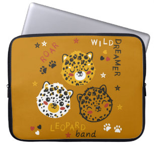 Niedliche Leopard Katze Gesicht Zeichnend. Little Laptopschutzhülle