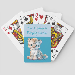 Niedliche Leoparden, dunkelblaue und hellblaue Kin Spielkarten