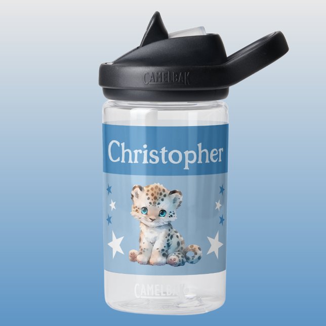 Niedliche Leoparden tragen Namen mit Sternen auf Trinkflasche (Von Creator hochgeladen)