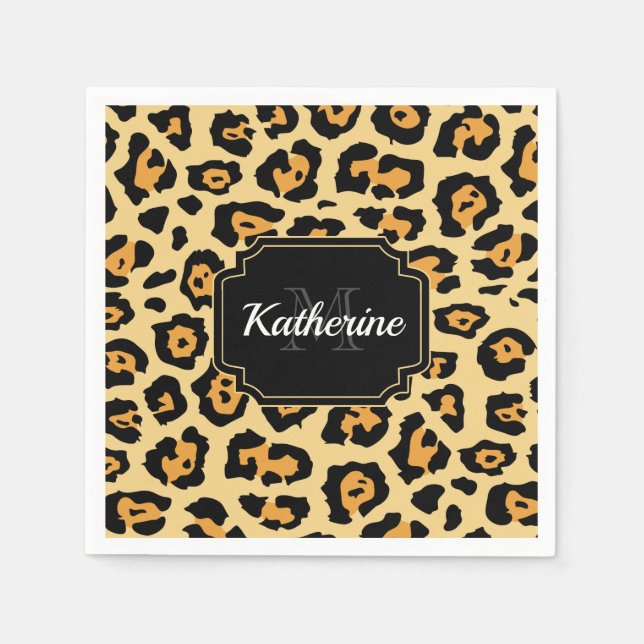 Niedliche Leopardrucke Serviette (Vorderseite)