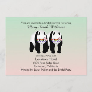 Niedliche Lesbian Pandas Bear Bridal Dusche Einlad Einladung