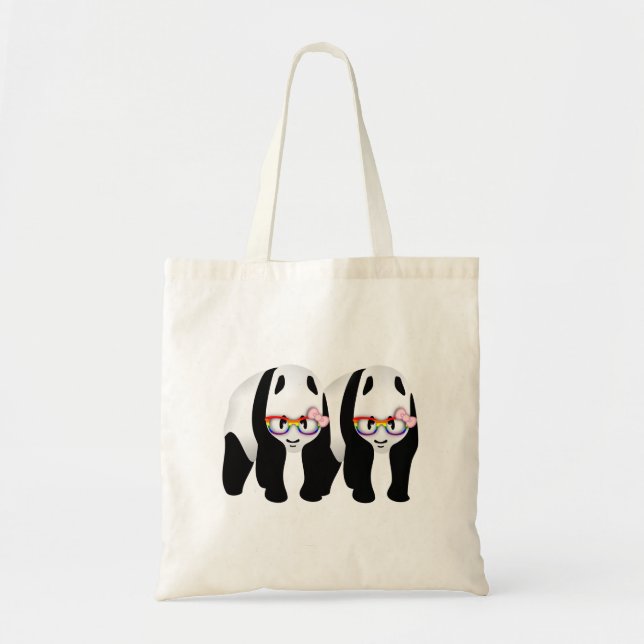 Niedliche Lesbische Pandas Rainbow-Brillen Tragetasche (Vorne)