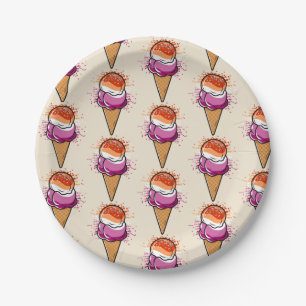 Niedliche Lesbische Sapphic LGBT Flag Eiscreme Pappteller