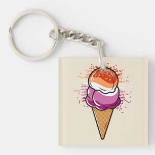 Niedliche Lesbische Sapphic LGBT Flag Eiscreme Schlüsselanhänger