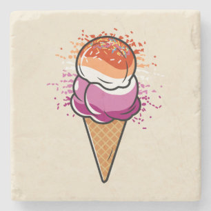 Niedliche Lesbische Sapphic LGBT Flag Eiscreme Steinuntersetzer