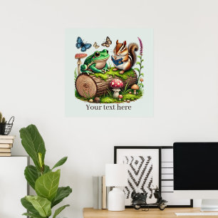 Niedliche Leseecke für Waldtiere individuell anpas Poster