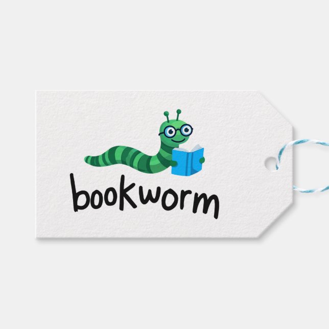 Niedliche Lesemaschine mit Buch lesen Geschenkanhänger (Vorderseite (Horizontal))