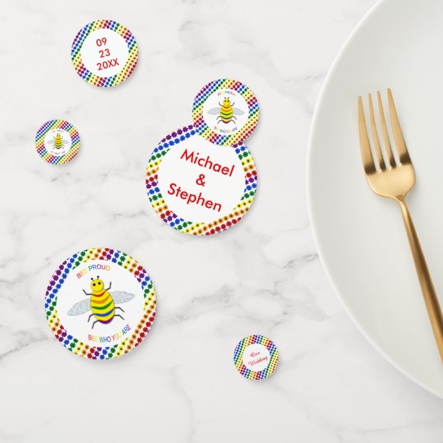 Niedliche LGBT Proud Rainbow Bee und Blume Hochzei Konfetti (Gruppe)
