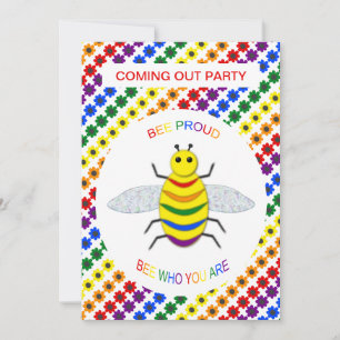 Niedliche LGBT-Proud-Rainbow-Biene und Blume Einladung