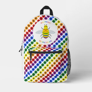 Niedliche LGBT-Proud-Regenbogenbiene und -Blume Bedruckter Rucksack