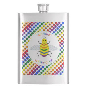 Niedliche LGBT-Proud-Regenbogenbiene und -Blume Flachmann