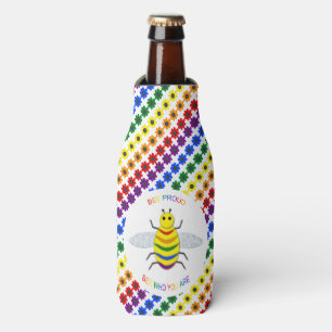Niedliche LGBT-Proud-Regenbogenbiene und -Blume Flaschenkühler