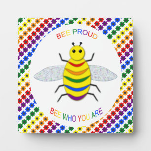 Niedliche LGBT-Proud-Regenbogenbiene und -Blume Fotoplatte