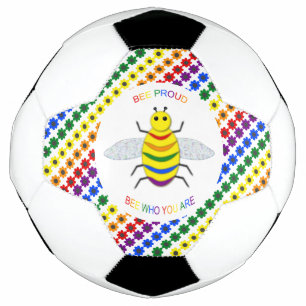 Niedliche LGBT-Proud-Regenbogenbiene und -Blume Fußball