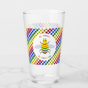 Niedliche LGBT-Proud-Regenbogenbiene und -Blume Glas