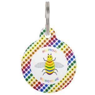 Niedliche LGBT-Proud-Regenbogenbiene und -Blume Haustiermarke