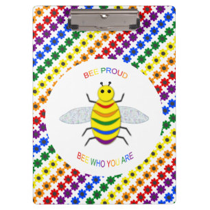 Niedliche LGBT-Proud-Regenbogenbiene und -Blume Klemmbrett