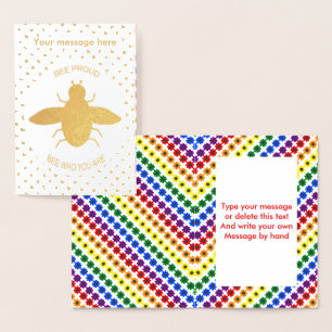 Niedliche LGBT-Proud-Regenbogenbiene und Blume kun Folienkarte