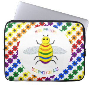 Niedliche LGBT-Proud-Regenbogenbiene und -Blume Laptopschutzhülle
